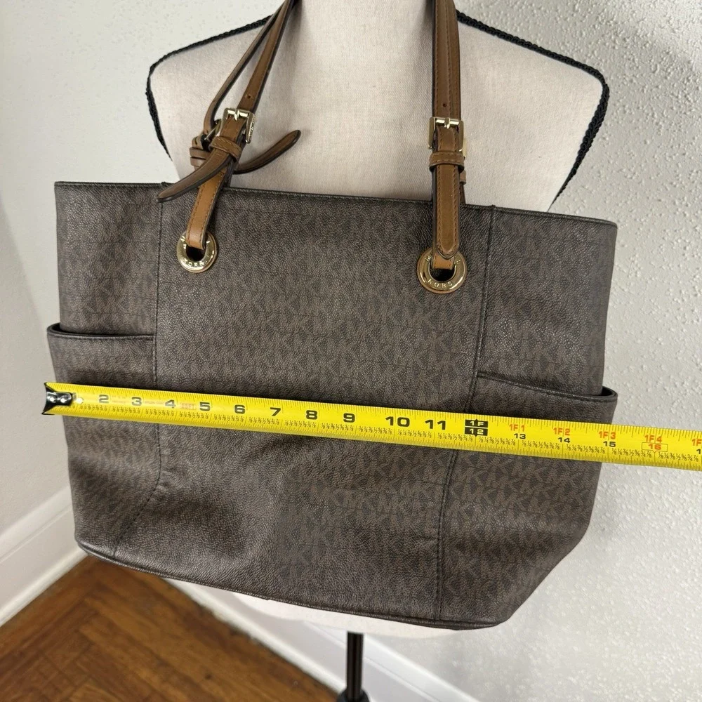 Michael Kors Jet Set Item Large East/West Top Zip Tote Iconic Brown Monogram